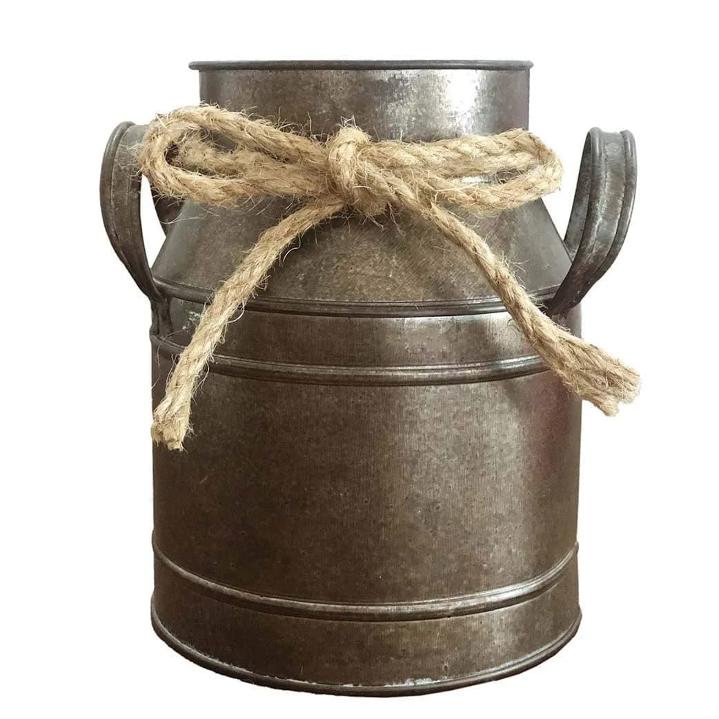 Koriste Country Flower Bronze Milk Can Planter Table Vase 15cm (6"L x 4.5"W x 5.5"H) | Rusty Bronze Iron Decorative Accent — Rusty Bronze