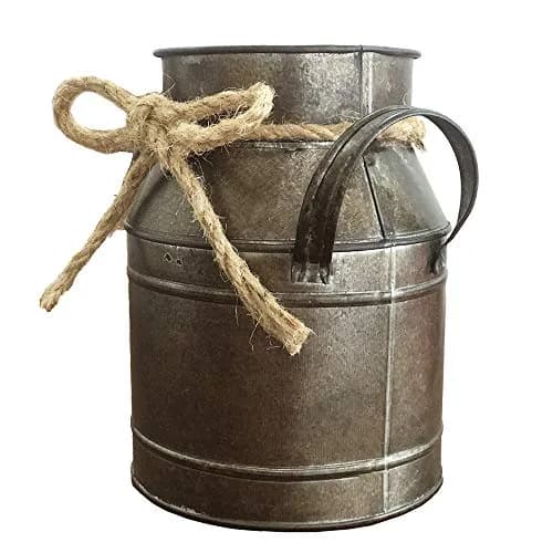 Koriste Country Flower Bronze Milk Can Planter Table Vase 15cm (6"L x 4.5"W x 5.5"H) | Rusty Bronze Iron Decorative Accent thumbnail 4