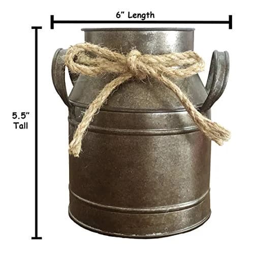 Koriste Country Flower Bronze Milk Can Planter Table Vase 15cm (6"L x 4.5"W x 5.5"H) | Rusty Bronze Iron Decorative Accent thumbnail 3