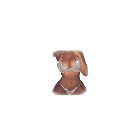 Cusmyre Rhinstone Body Chain 19 inches | Elegant Crystal Bead Harness for Women — Bra and Thong Set