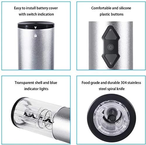 Kavydens Electric Wine Opener, Cordless Bottle Opener with Foil Cutter | Battery Operated, Stainless Steel, Blue LED Lights thumbnail 3