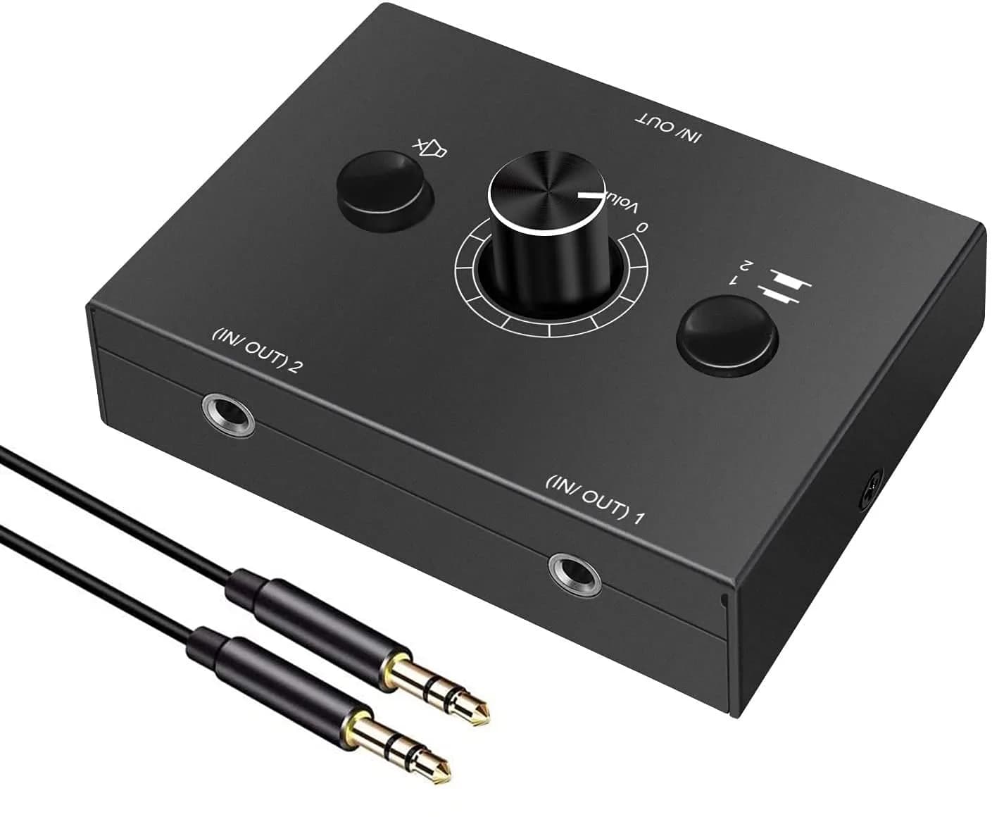 Y.D.F 3.5mm Stereo Audio Switcher Box with Mute Function | 2-In-1-Out Bidirectional Selector for Headphones & Speakers - main product image
