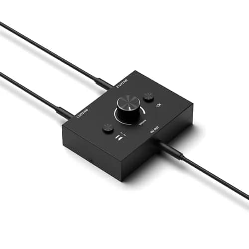 Y.D.F 3.5mm Stereo Audio Switcher Box with Mute Function | 2-In-1-Out Bidirectional Selector for Headphones & Speakers thumbnail 2
