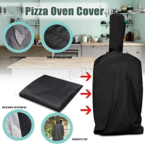 J&C Outdoor Pizza Oven Cover - Black Weather Resistant 160x50x37cm (62.5x19.5x14.5in) | Protects from Rain, Snow, Dust thumbnail 3