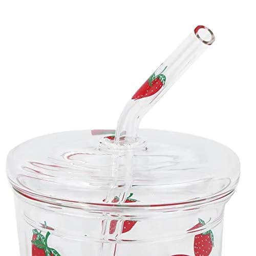 Ichiias Heat-Resisting Strawberry Pattern Glass Cup 300ml | Microwave Safe & Stylish thumbnail 6