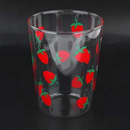 Ichiias Heat-Resisting Strawberry Pattern Glass Cup 300ml | Microwave Safe & Stylish thumbnail 9