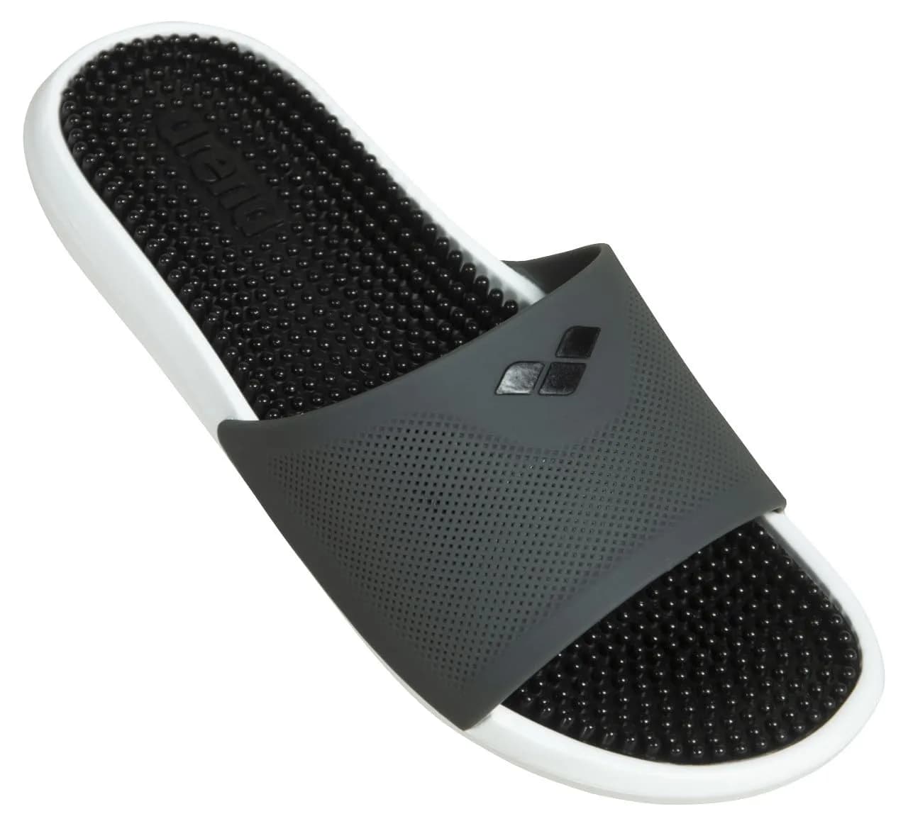 ARENA Unisex Sandals Slide 3 UK | Pool & Beach Massage Footwear (70-120 chars) — Dark Grey Black White