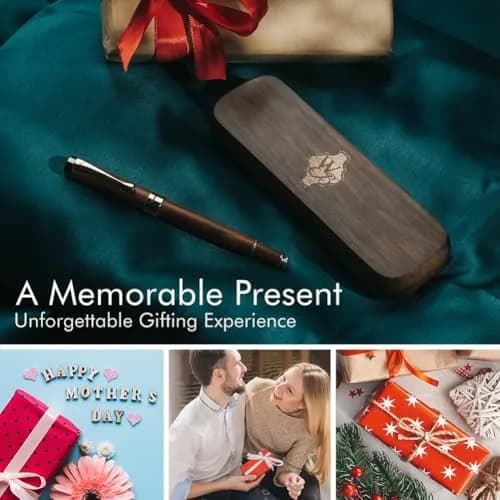 Wordsworth & Black Bamboo Wood Fountain Pen Set with Medium Nib | German Iridium Nib, Luxury Gift Box, 15.6 cm (6.1 in) thumbnail 7