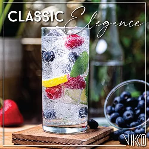 Vikko Classic Highball Drinking Glasses 10 oz | Heavy Base – Thick & Durable for Water, Juice, Soda, Cocktails thumbnail 2