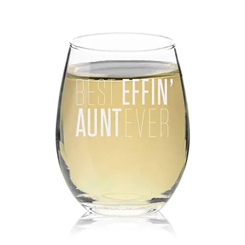 Veracco 15 oz Stemless Wine Glass Best Effin' Aunt Ever | Elegant, Durable & Dishwasher Safe thumbnail 1
