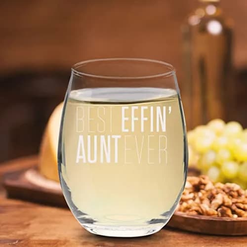 Veracco 15 oz Stemless Wine Glass Best Effin' Aunt Ever | Elegant, Durable & Dishwasher Safe thumbnail 7