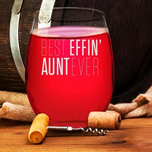 Veracco 15 oz Stemless Wine Glass Best Effin' Aunt Ever | Elegant, Durable & Dishwasher Safe thumbnail 10