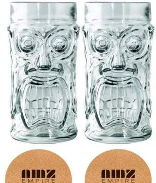 AMZ Empire Screaming Tiki Glasses 16 oz | Modern Bar Party Set with Picks thumbnail 2