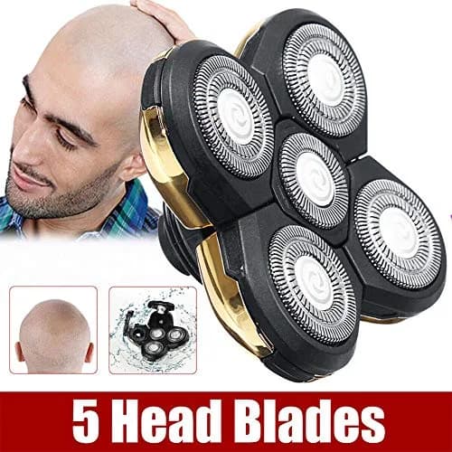 Ranjaner 5 Heads Beard Cutter Universal Electric Razor Shaver Head Rotary 4D Gold | Double Ring Blade thumbnail 2