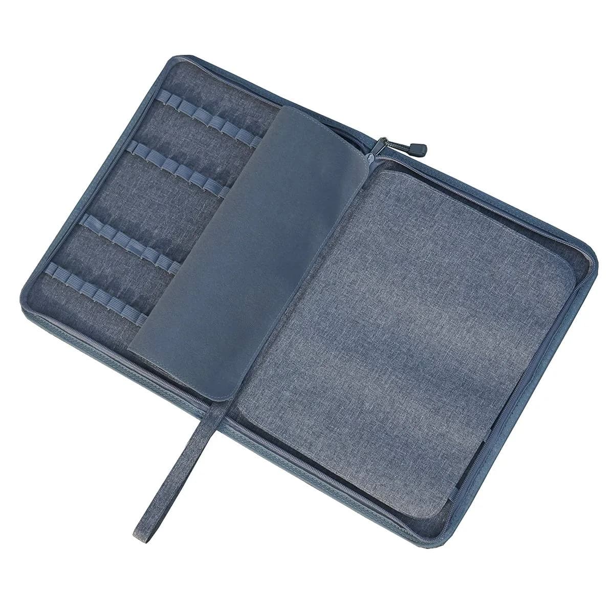 erofa 48 Slots Gray Fountain Pen Case, Canvas Pen Holder Display Pouch Bag Storage 33cm x 25cm | Water Resistant Canvas Organizer — Gray-48 Slots