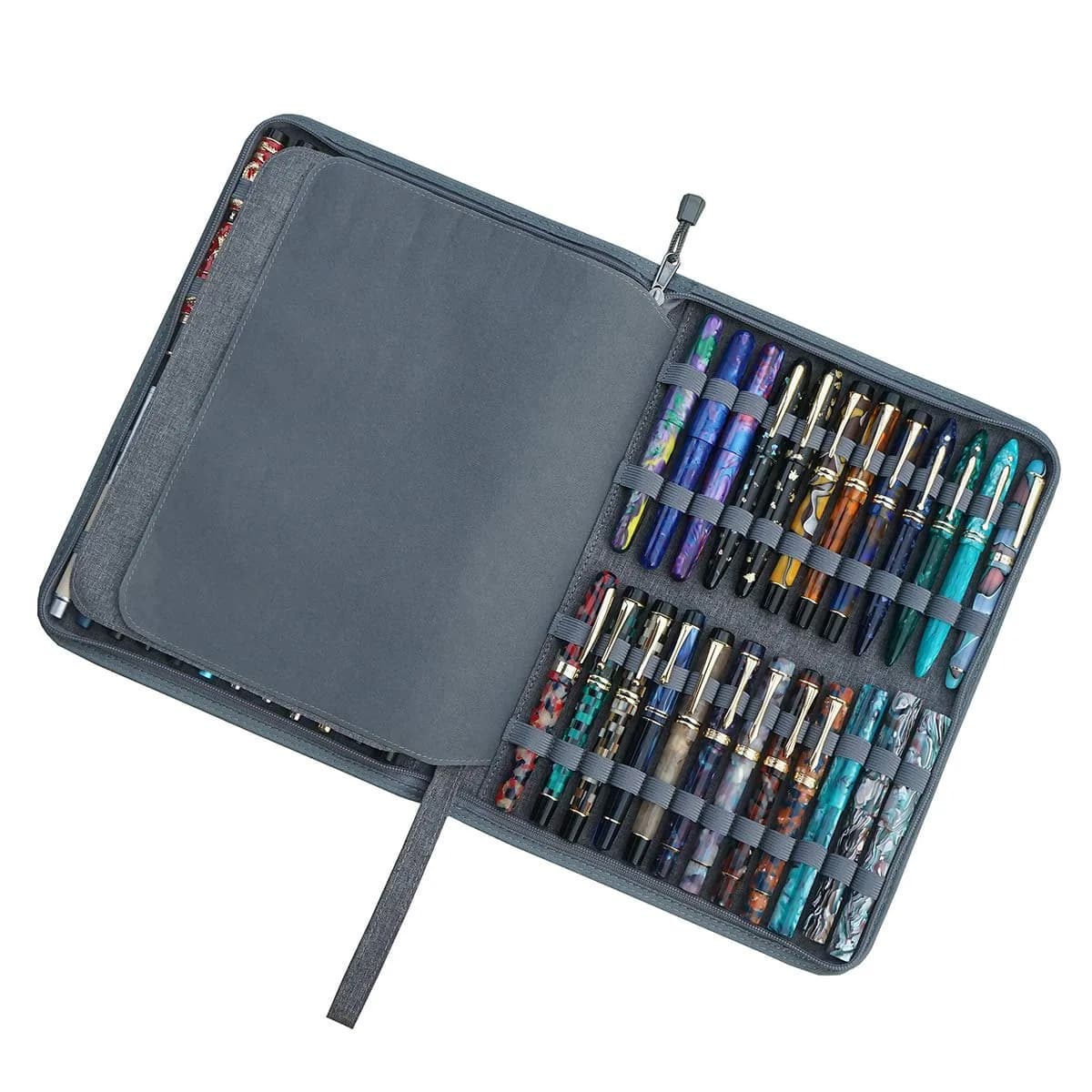 erofa 48 Slots Gray Fountain Pen Case, Canvas Pen Holder Display Pouch Bag Storage 33cm x 25cm | Water Resistant Canvas Organizer - view 7