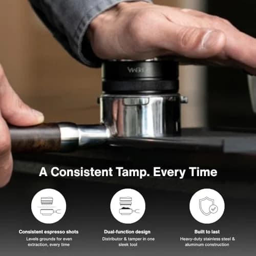 CREMA 53.3mm Coffee Distributor & Hand Tamper for Breville Portafilters | 1lb 3oz (530g) Stainless Steel Base | Silver thumbnail 3