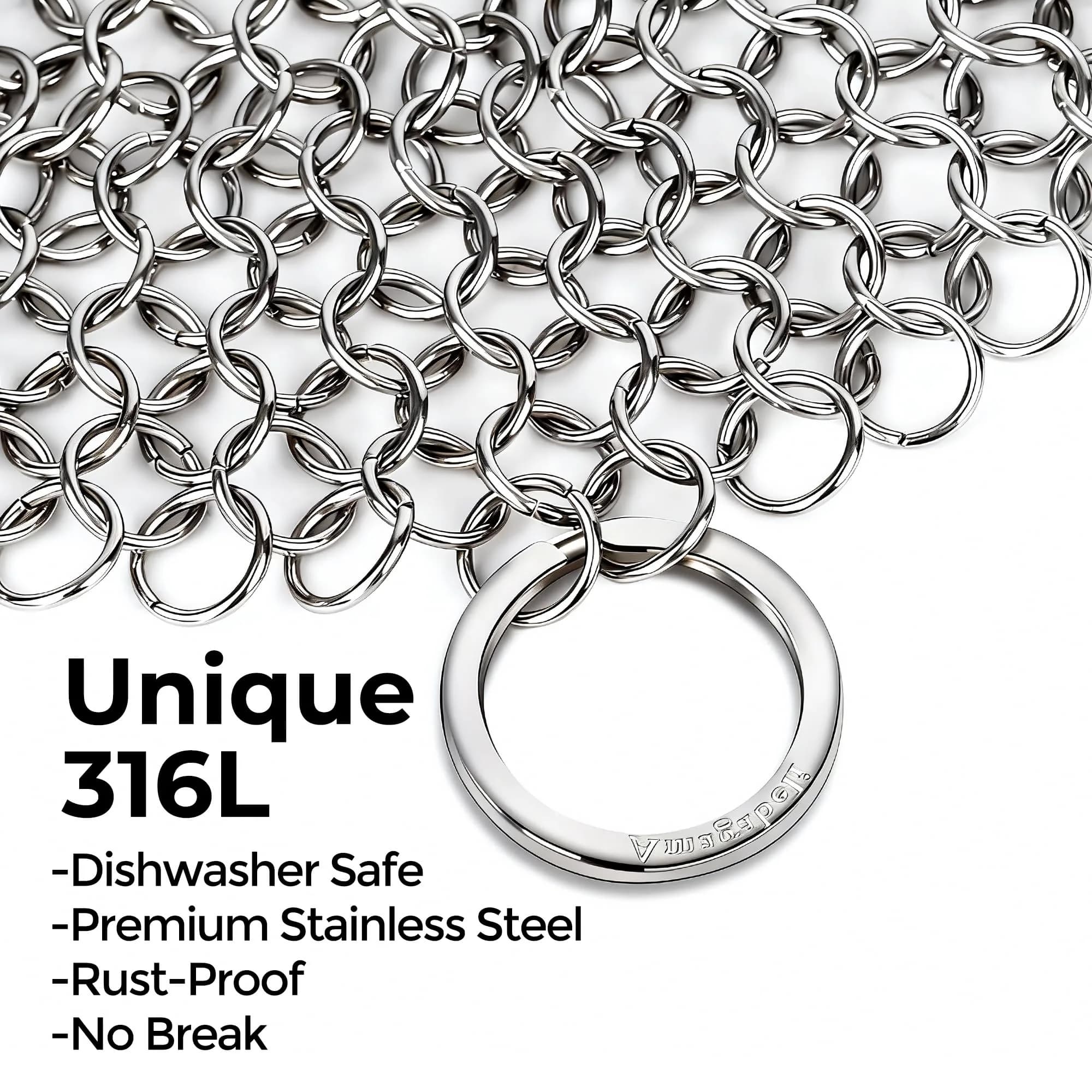 AMAGABELI GARDEN & HOME 8-inch Round Chainmail Scrubber | 316L Stainless Steel for Cast Iron Pans - view 2