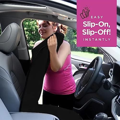 lebogner Waterproof Sweat Towel Car Seat Cover for Gym, Running, Swimming, Beach, Hiking | Universal Fit Anti-Slip Bucket Seat Protector (Black, 1-Pack) thumbnail 4