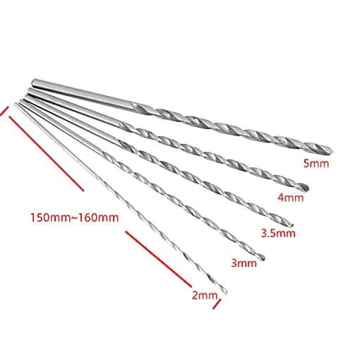 Fafeicy Extra Long Drill Bit Set, High Speed Steel, 2/3/3.5/4/5mm Diameter, 150mm Length for Wood thumbnail 2