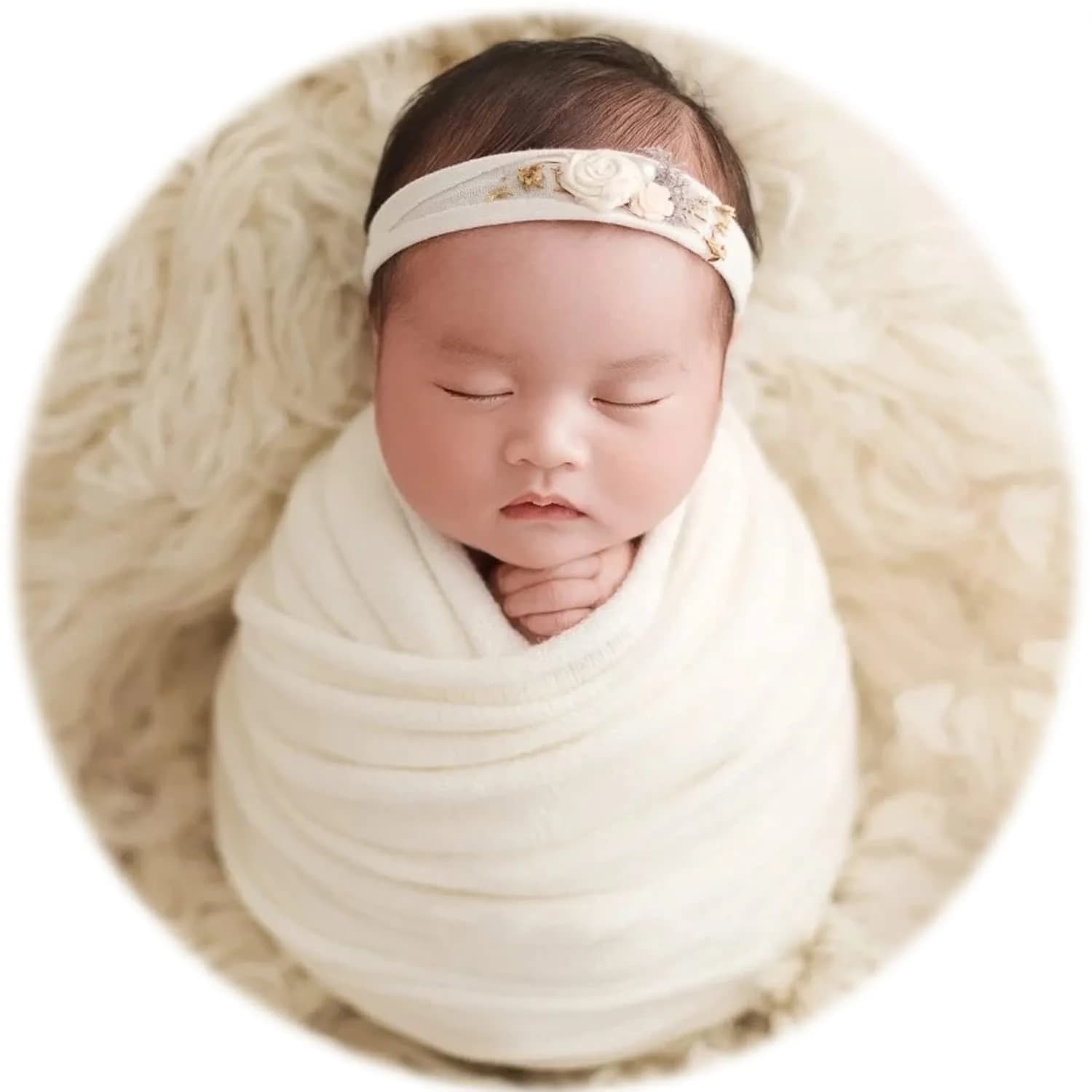 Zeroest Newborn Photography Wrap Baby Photo Prop Blanket (White, Small) | Soft Nylon & Spandex for Newborns — Vanilla White