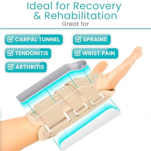Vive Carpal Tunnel Wrist Brace with Splint for Left or Right Hand | Adjustable Support for Wrist Pain Relief thumbnail 7