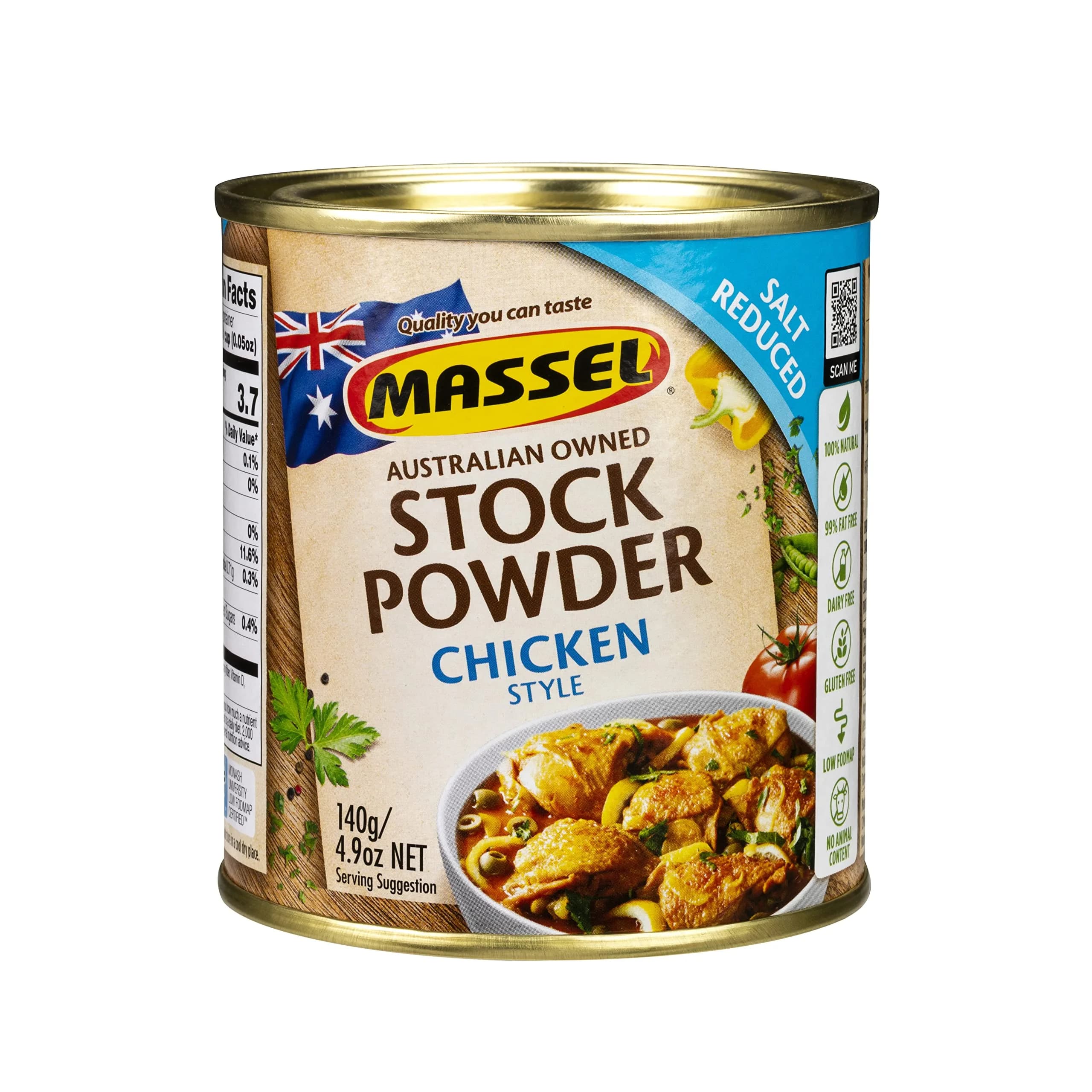 Massel Salt Reduced Chicken Style Bouillon Powder 140g (4.9 oz) | Low Sodium, Vegan, Gluten-Free Stock Base — Salt Reduced Chicken Style