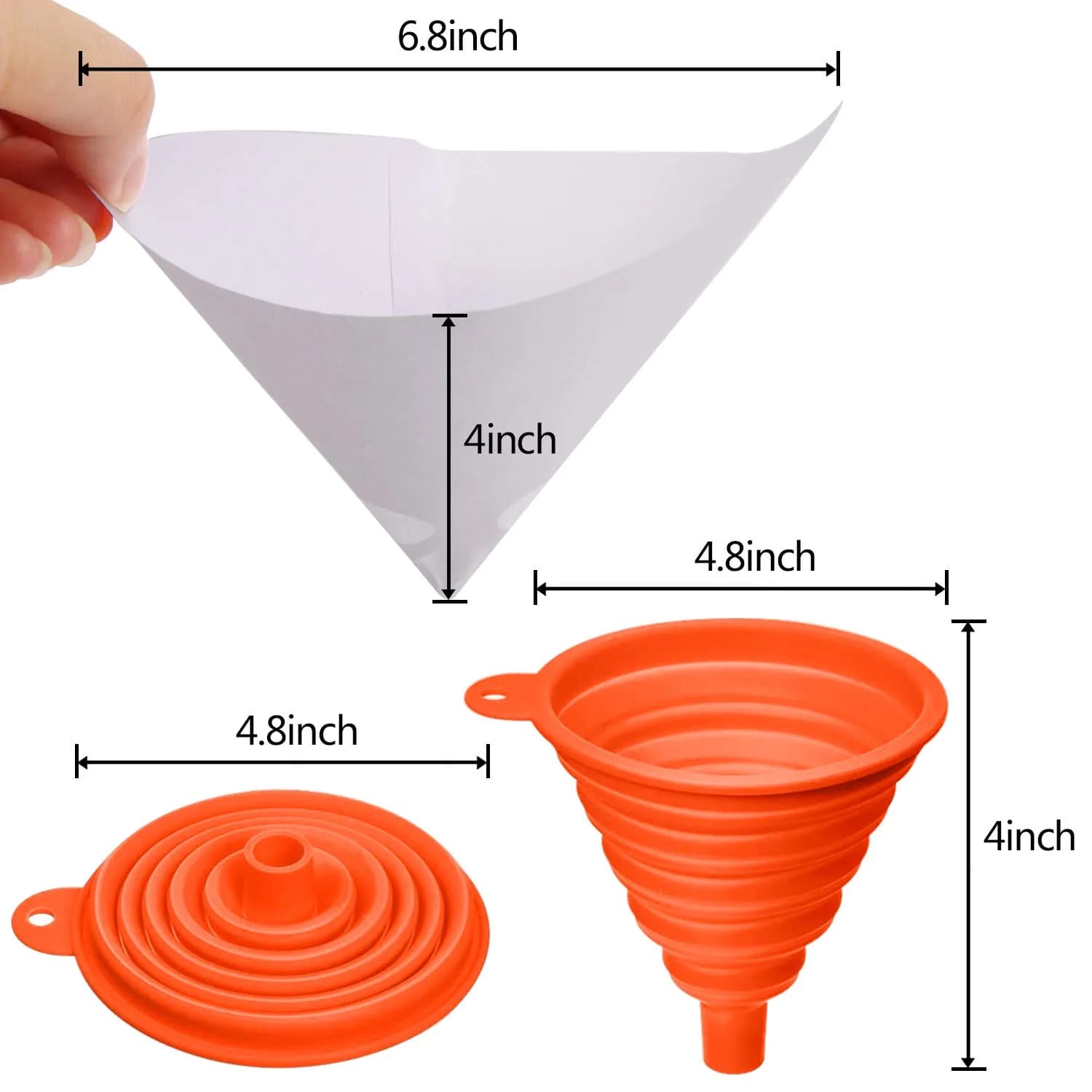 JANYUN 300 Pcs Paint Filter Strainer with Silicone Funnel | 149 Micron Nylon Mesh Cone for Automotive Spray Paint - view 2
