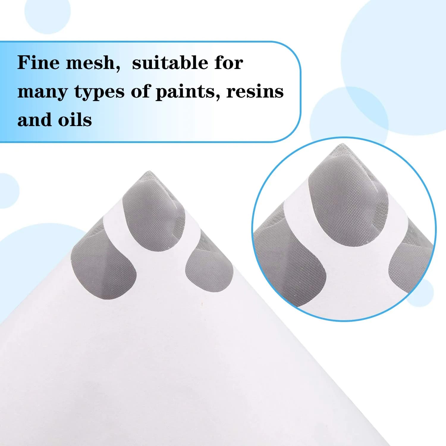 JANYUN 300 Pcs Paint Filter Strainer with Silicone Funnel | 149 Micron Nylon Mesh Cone for Automotive Spray Paint - view 4