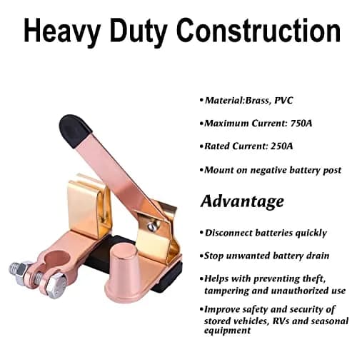 COZYEHOO Top Post Knife Blade Master Switch 12V 24V Battery Disconnect Cut Off Shut Off | Heavy Duty Brass thumbnail 4