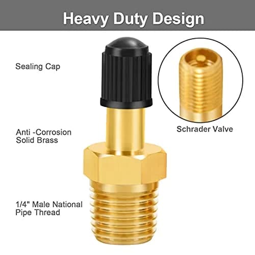 GODESON 1/4" NPT Brass Schrader Tank Valve 4-Pack | Anti-Corrosion, 200 PSI Max Working Pressure thumbnail 2