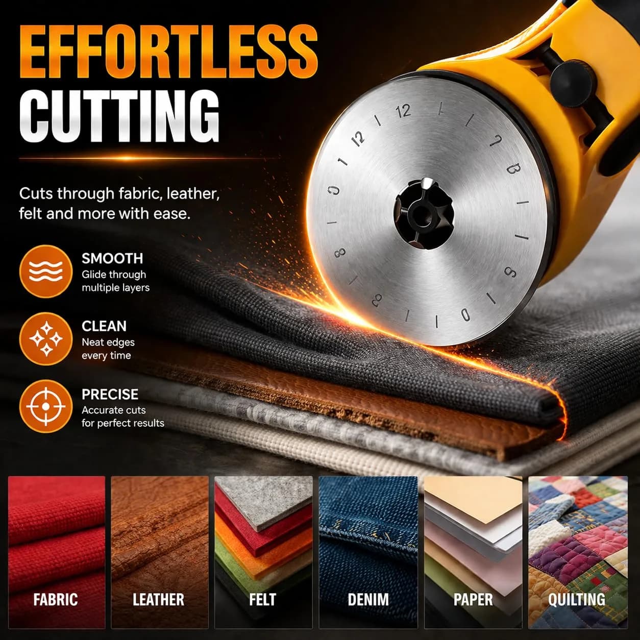 Kingsource 60mm Rotary Cutter Blades 10 Pack SKS-7 Steel | Precision Cutting for Quilting & Fabric - view 5