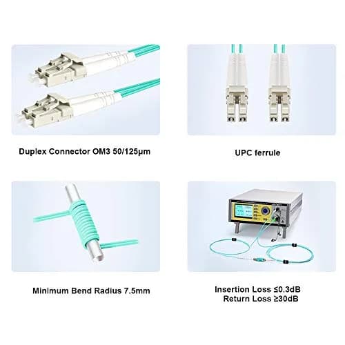 FLYPROFiber LC to LC Fiber Patch Cable OM3 Multimode 2M (7ft) 4-Pack | 10Gbps Data Transfer thumbnail 4
