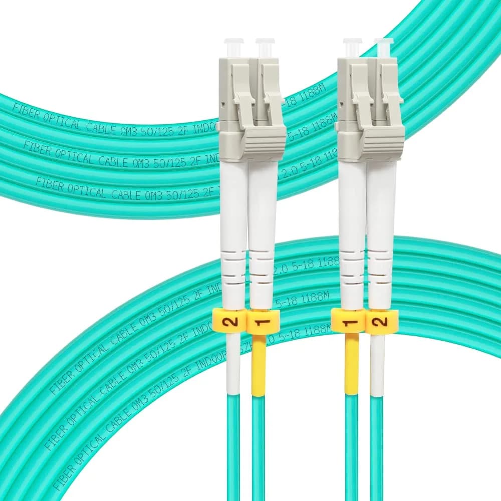 FLYPROFiber OM3 LC-LC Fiber Optic Patch Cable 8M (26ft) | 10Gb Multimode Duplex UPC Aqua - main product image