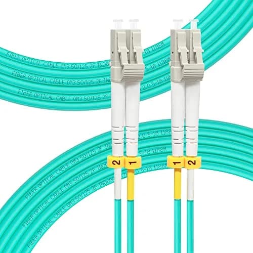 FLYPROFiber OM3 LC-LC Fiber Optic Patch Cable 8M (26ft) | 10Gb Multimode Duplex UPC Aqua thumbnail 1