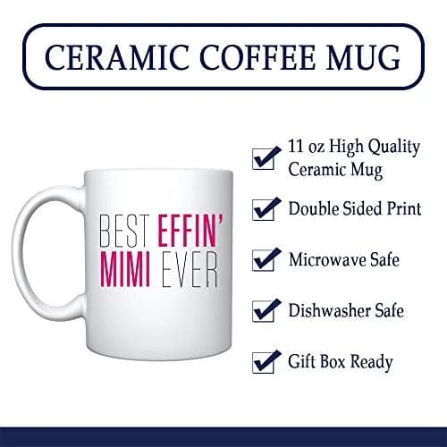 Veracco Best Effin' Mimi Ever Mug - 11 oz Ceramic Coffee Cup for Grandma, Mother's Day, and Birthday Gifts (White, Ceramic) thumbnail 3