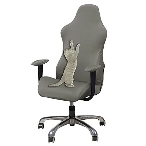 WOMACO Gaming Chair Slipcover for Leather Chairs | Durable Stretch Fabric, One-Size, Grey thumbnail 1