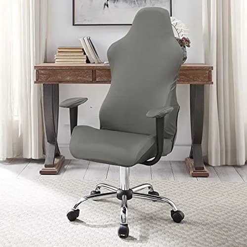 WOMACO Gaming Chair Slipcover for Leather Chairs | Durable Stretch Fabric, One-Size, Grey thumbnail 2