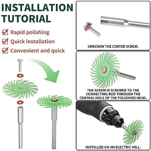 SI FANG 1 Inch Mini Radial Bristle Disc Polishing Bits Kit with 2.35mm/3mm Mandrels, 76 Pieces | For Metalworking, Jewelry, Wood Carving thumbnail 6