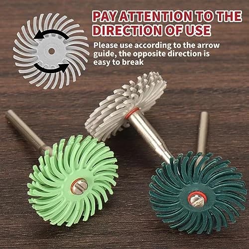 SI FANG 1 Inch Mini Radial Bristle Disc Polishing Bits Kit with 2.35mm/3mm Mandrels, 76 Pieces | For Metalworking, Jewelry, Wood Carving thumbnail 7