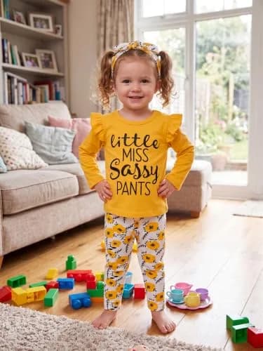 KuKitty Toddler Girl Clothes Letter Tops Floral Pants Outfit Set | Soft Cotton Blend, 12-18 Months, Bright Colors, Perfect for Playdates & Photos thumbnail 6