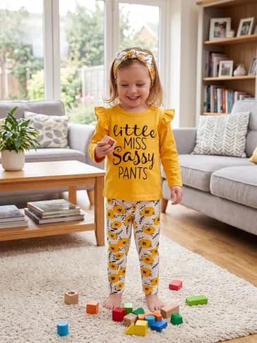 KuKitty Toddler Girl Clothes Letter Tops Floral Pants Outfit Set | Soft Cotton Blend, 12-18 Months, Bright Colors, Perfect for Playdates & Photos thumbnail 7