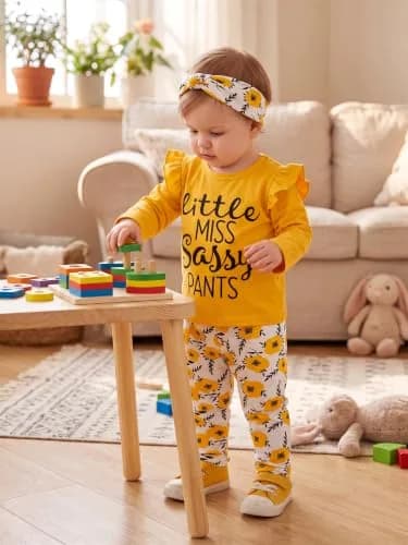 KuKitty Toddler Girl Clothes Letter Tops Floral Pants Outfit Set | Soft Cotton Blend, 12-18 Months, Bright Colors, Perfect for Playdates & Photos thumbnail 8