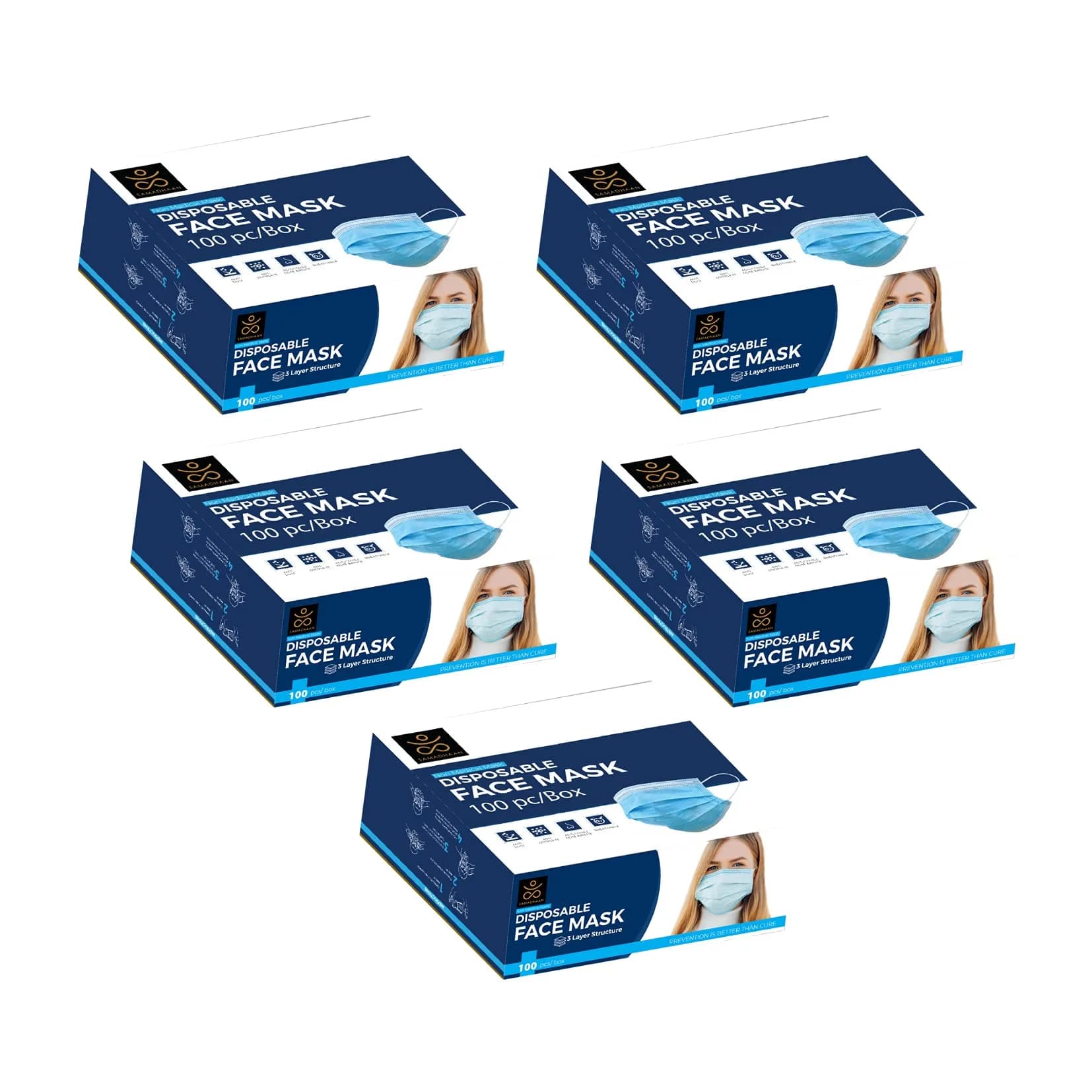 Samadhaan Disposable Face Mask Pack of 500 | 3-Layer Breathable Non Woven Mask with Adjustable Earloops