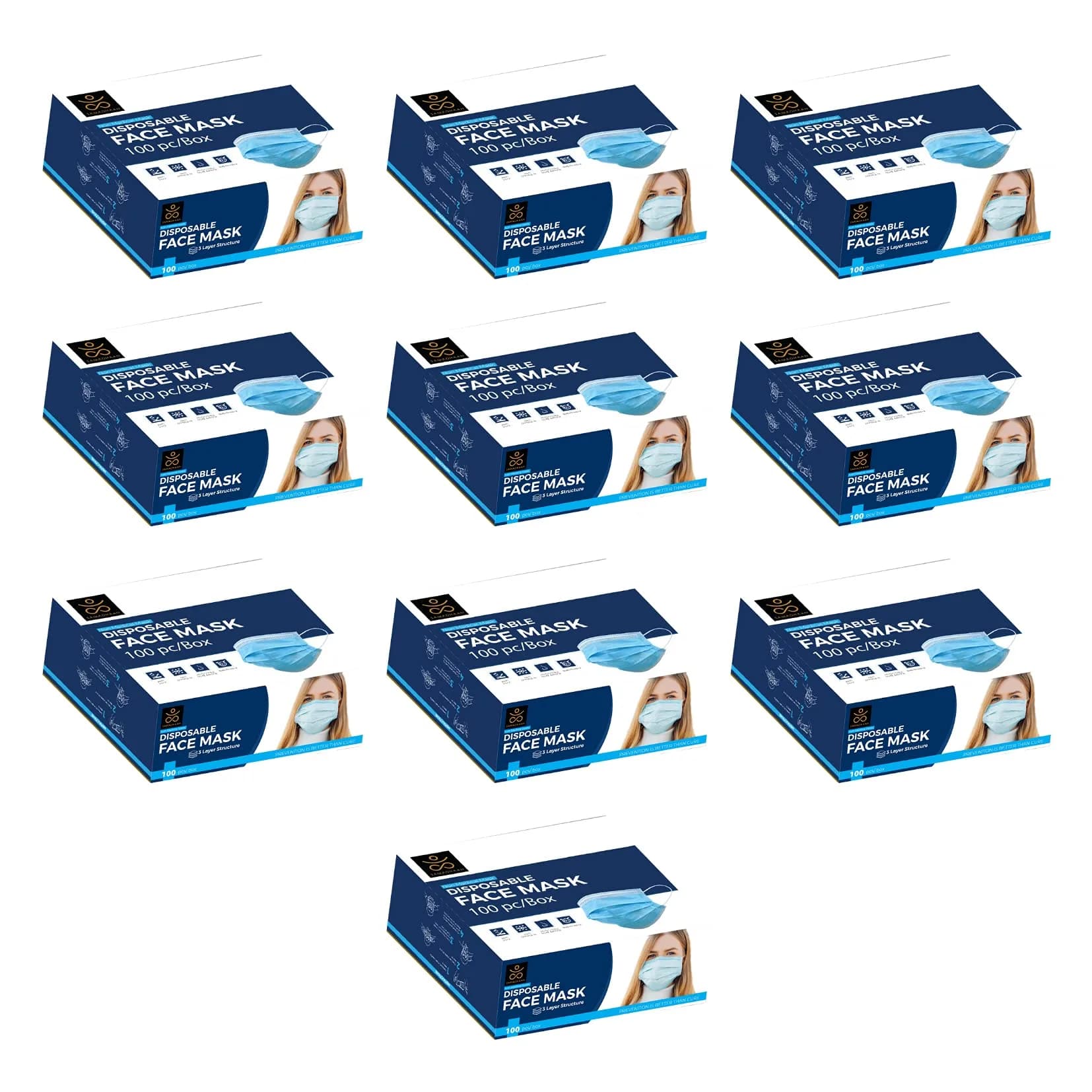 Samadhaan Disposable Face Mask 1000 Pack | 3 Ply Breathable Non Woven Safety Mask with Adjustable Ear Loops