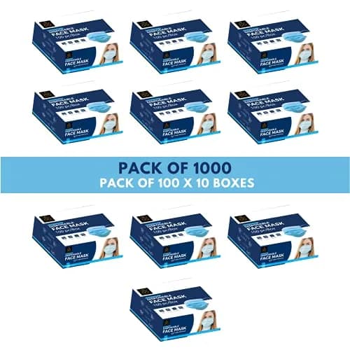 Samadhaan Disposable Face Mask 1000 Pack | 3 Ply Breathable Non Woven Safety Mask with Adjustable Ear Loops thumbnail 2