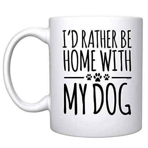 Veracco I'd Rather Be Home With My Dog Ceramic Coffee Mug 11oz | Unique Dog Lover Gift thumbnail 1