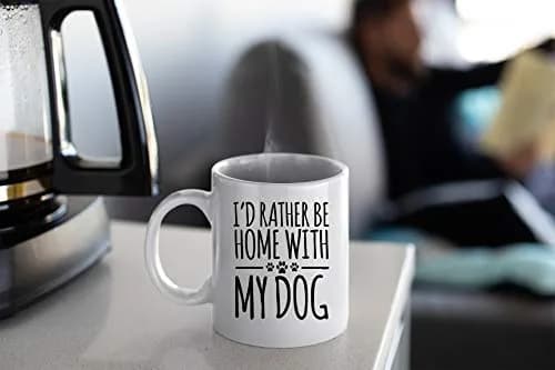 Veracco I'd Rather Be Home With My Dog Ceramic Coffee Mug 11oz | Unique Dog Lover Gift thumbnail 4