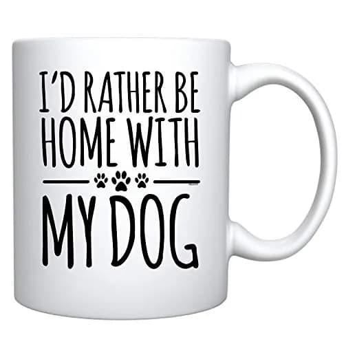 Veracco I'd Rather Be Home With My Dog Ceramic Coffee Mug 11oz | Unique Dog Lover Gift thumbnail 2