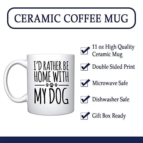 Veracco I'd Rather Be Home With My Dog Ceramic Coffee Mug 11oz | Unique Dog Lover Gift thumbnail 3